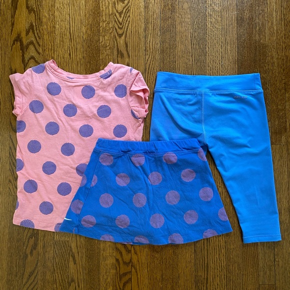 Nike Girls 3pcs Matching Set | Pink and Blue T-shirt, Skort & 3/4 Legging Size:6 - Picture 2 of 7